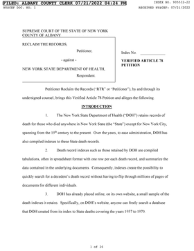 First page of Article 78 Petition