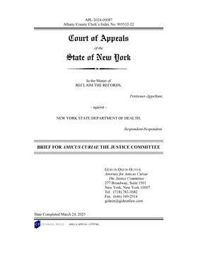 First page of Amici Curiae Brief - The Justice Committee